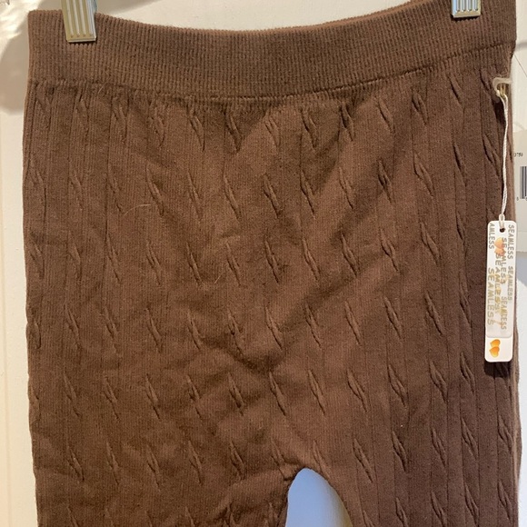 Poof Brand….Chocolate Brown Textured Cotton Leggings - Picture 1 of 4